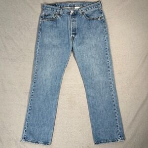 Vintage Levi Strauss 501 Jeans Mens Fit 37x32 Light Wash Button Fly Denim Cotton
